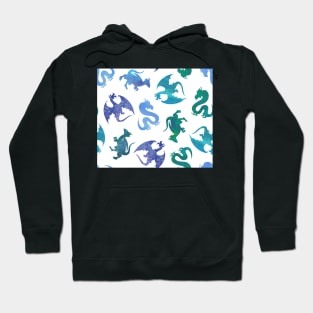 Jewel Tone Fantasy Dragon Silhouette on White Hoodie